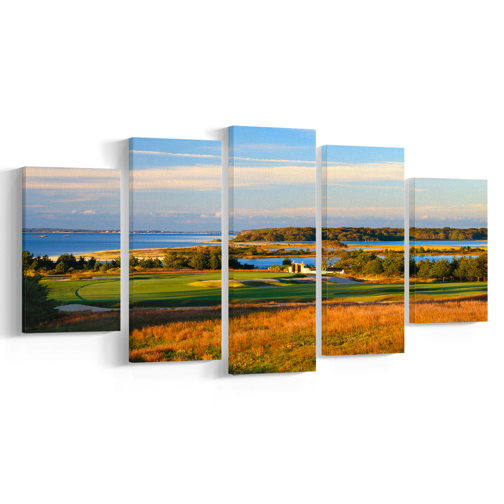 National Golf Links Of America Hole 17, Southampton, New York, Golf Art Print, 5 Pieces Mixed Canvas Print Wall Art