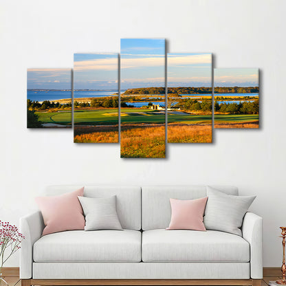 National Golf Links Of America Hole 17, Southampton, New York, Golf Art Print, 5 Pieces Mixed Canvas Print Wall Art