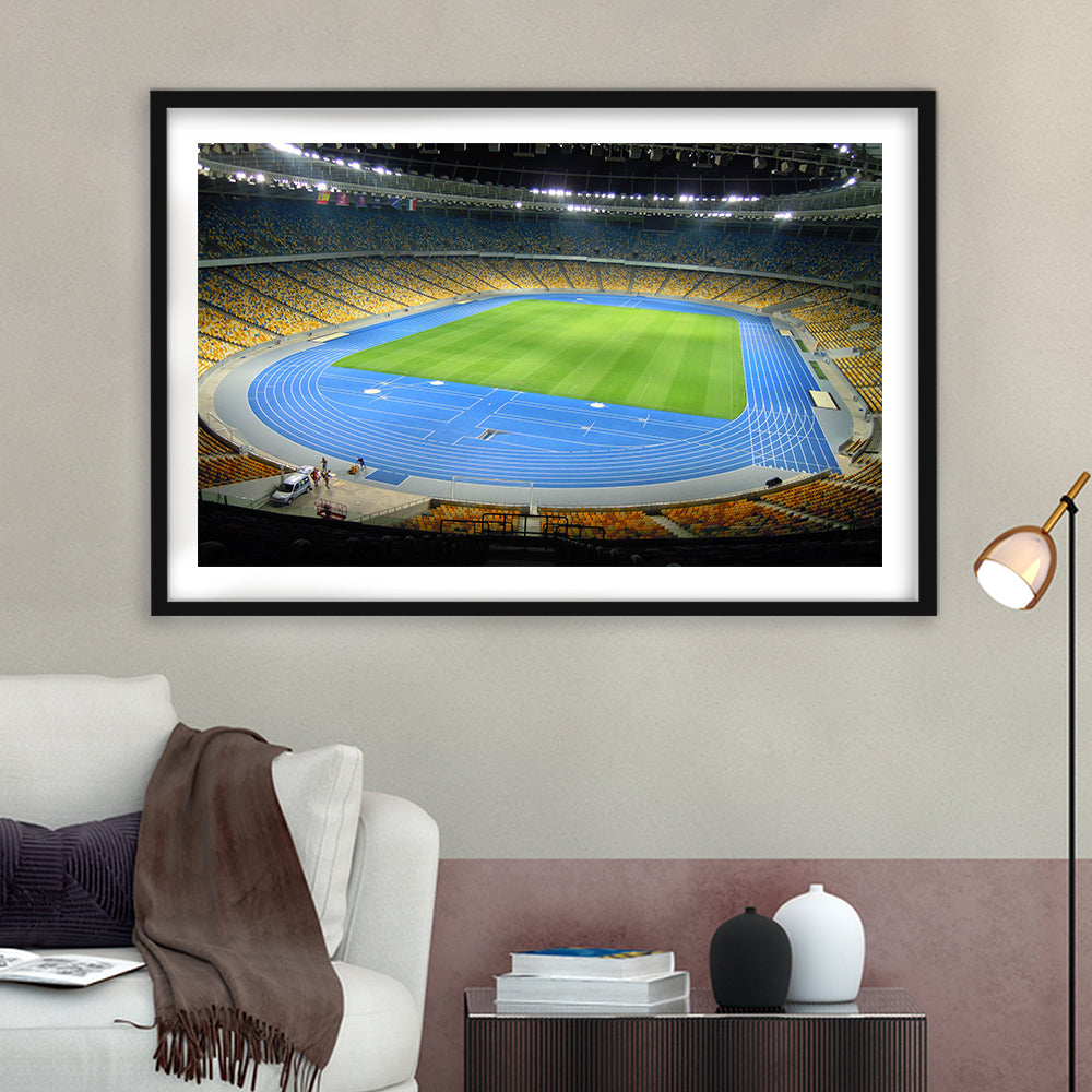 National Sports Complex, Stadium Canvas, Sport Art, Gift for him, White Border Framed Art Print Wall Decor