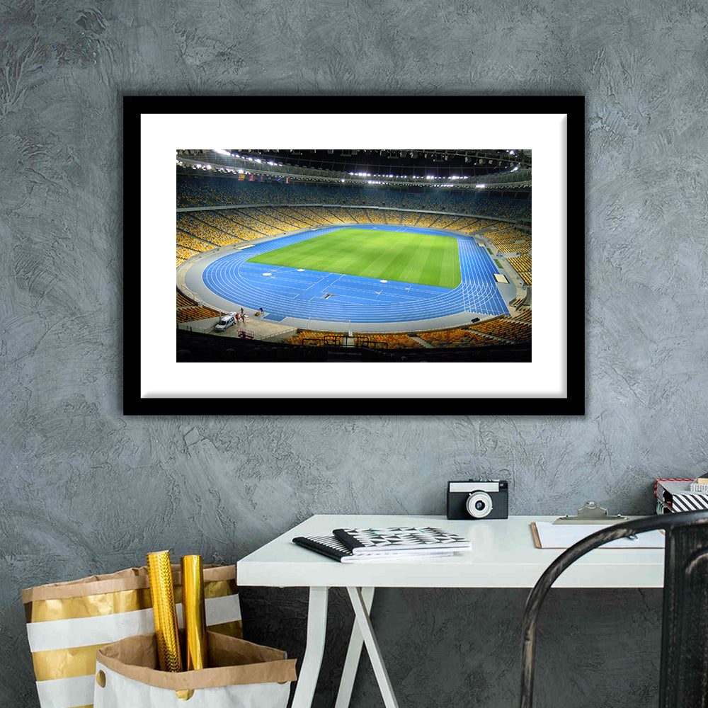 National Sports Complex, Stadium Canvas, Sport Art, Gift for him, White Border Framed Art Print Wall Decor