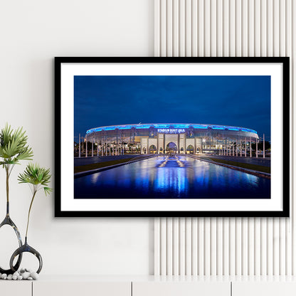 National Stadium in Bukit Jalil, Stadium Canvas, Sport Art, Gift for him, White Border Framed Art Print Wall Decor