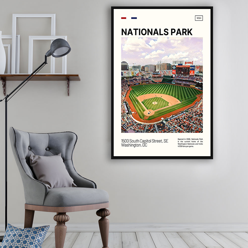Nationals Park Print, Washington Nationals Stadium Canvas Art, Man Cave Gift, Floating Framed Canvas Print Wall Art