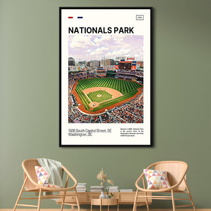 Nationals Park Print, Washington Nationals Stadium Canvas Art, Man Cave Gift, Floating Framed Canvas Print Wall Art