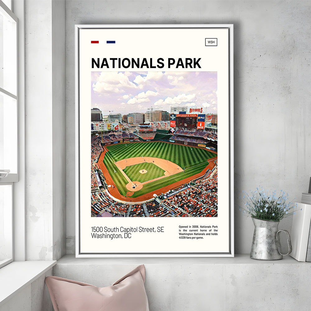 Nationals Park Print, Washington Nationals Stadium Canvas Art, Man Cave Gift, Floating Framed Canvas Print Wall Art