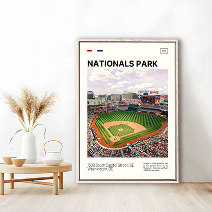 Nationals Park Print, Washington Nationals Stadium Canvas Art, Man Cave Gift, Floating Framed Canvas Print Wall Art