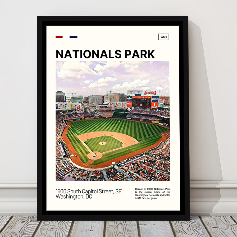 Nationals Park Print, Washington Nationals Stadium Canvas Art, Man Cave Gift, Floating Framed Canvas Print Wall Art