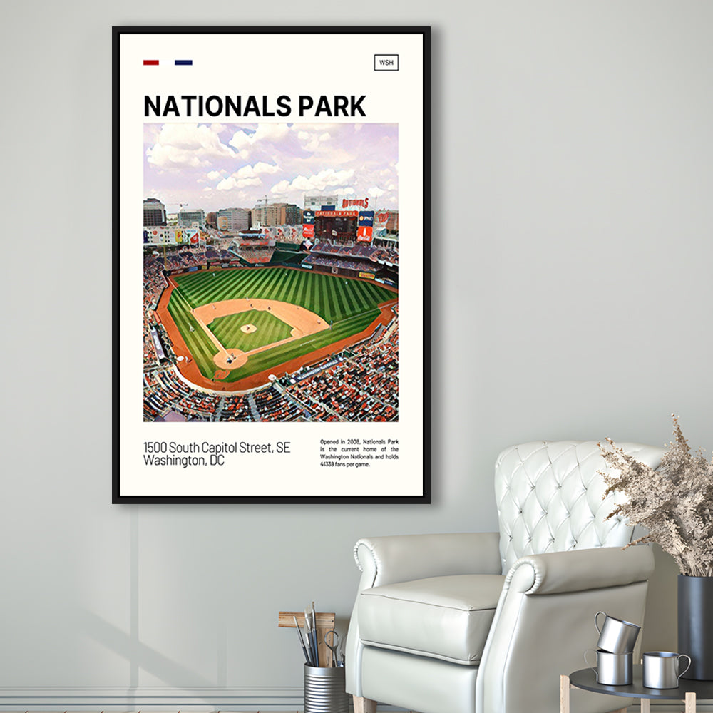 Nationals Park Print, Washington Nationals Stadium Canvas Art, Man Cave Gift, Floating Framed Canvas Print Wall Art
