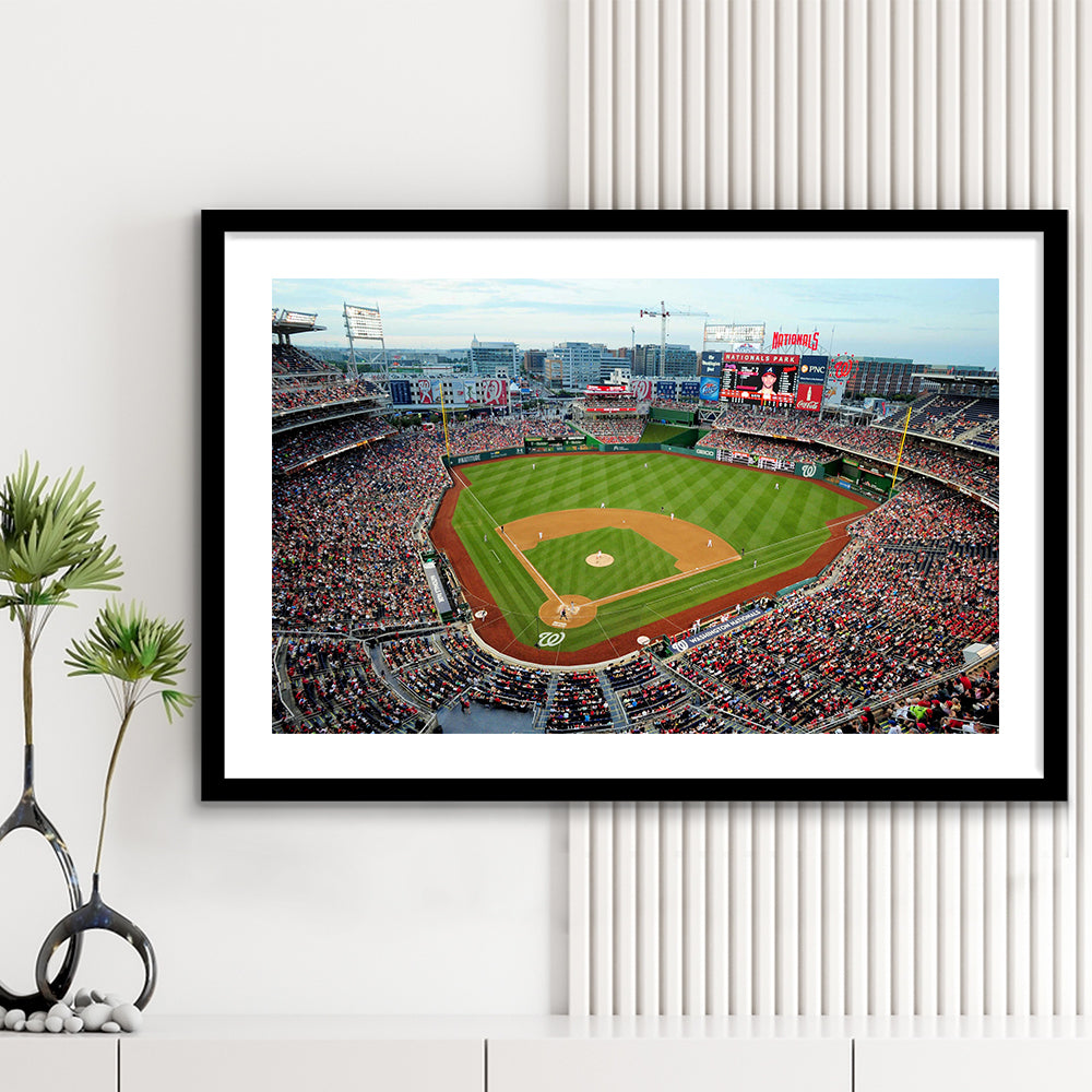 Nationals Park, Stadium Canvas, Sport Art, Gift for him, White Border Framed Art Print Wall Decor