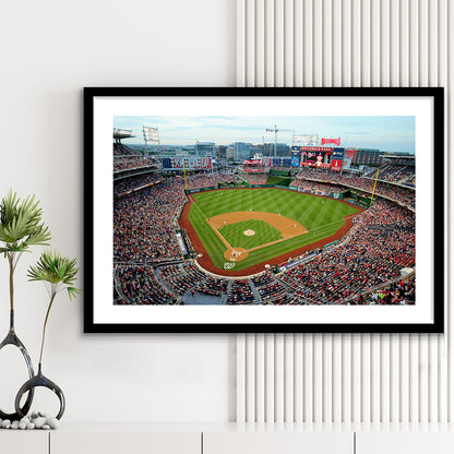 Nationals Park, Stadium Canvas, Sport Art, Gift for him, White Border Framed Art Print Wall Decor