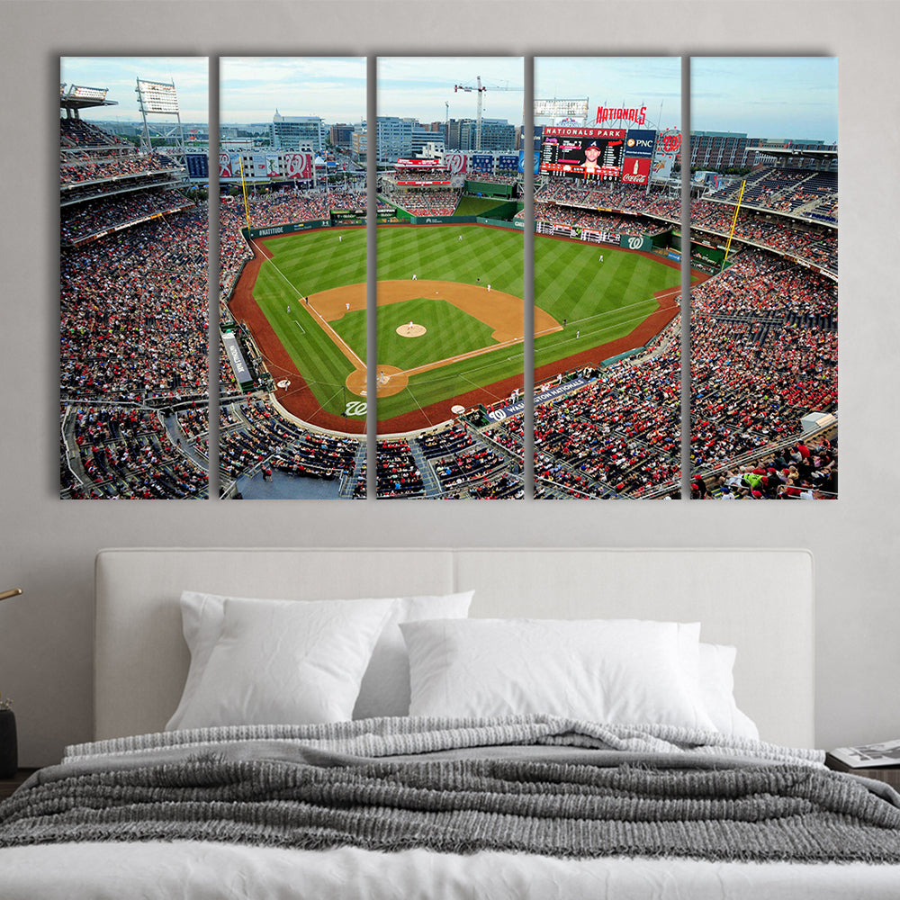 Nationals Park, Stadium Canvas, Sport Art, 5 Panel B, Extra Large Canvas, Canvas Print Wall Art