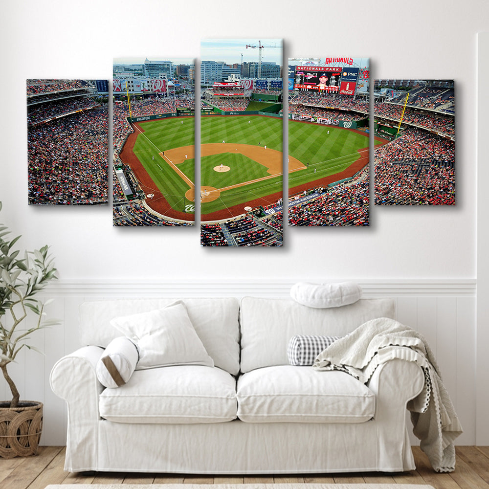 Nationals Park, Stadium Canvas, Sport Art, Gift for him, 5 Panel, Large Canvas, Canvas Print Wall Art
