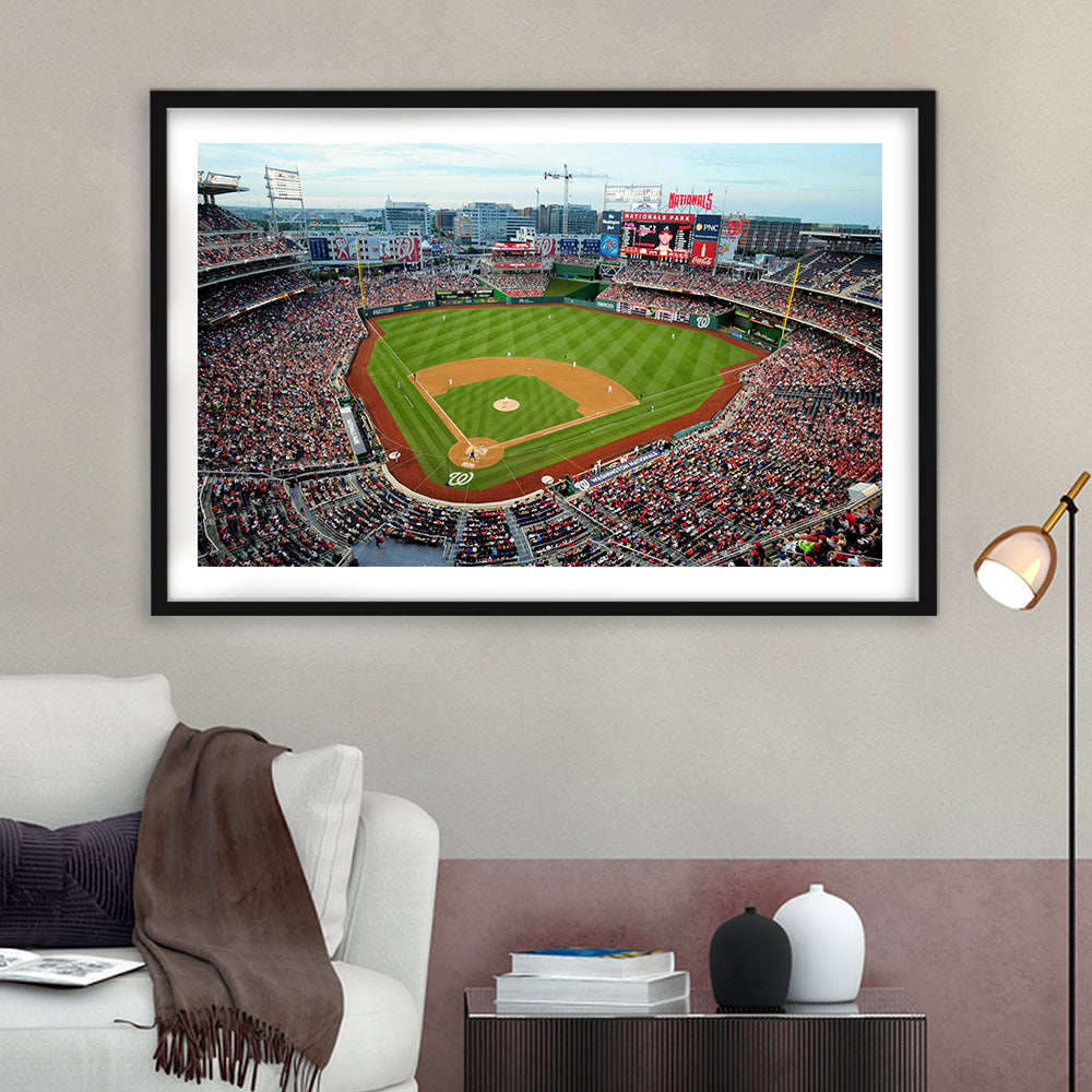 Nationals Park, Stadium Canvas, Sport Art, Gift for him, White Border Framed Art Print Wall Decor