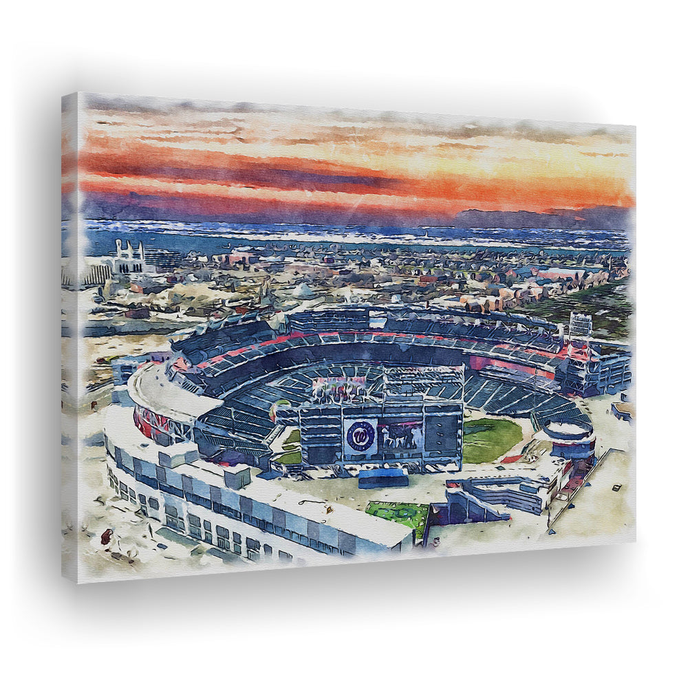 Nationals Park WaterColor, Washington, DC Baseball Watercolor, Sport Art, Gifts for him, Canvas Print Wall Art