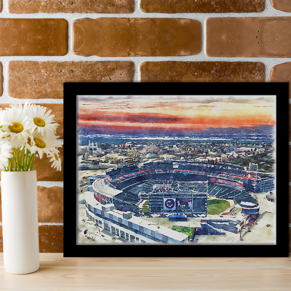 Nationals Park WaterColor, Washington, DC Baseball Watercolor, Sport Gift Art, Framed Art Print Wall Decor