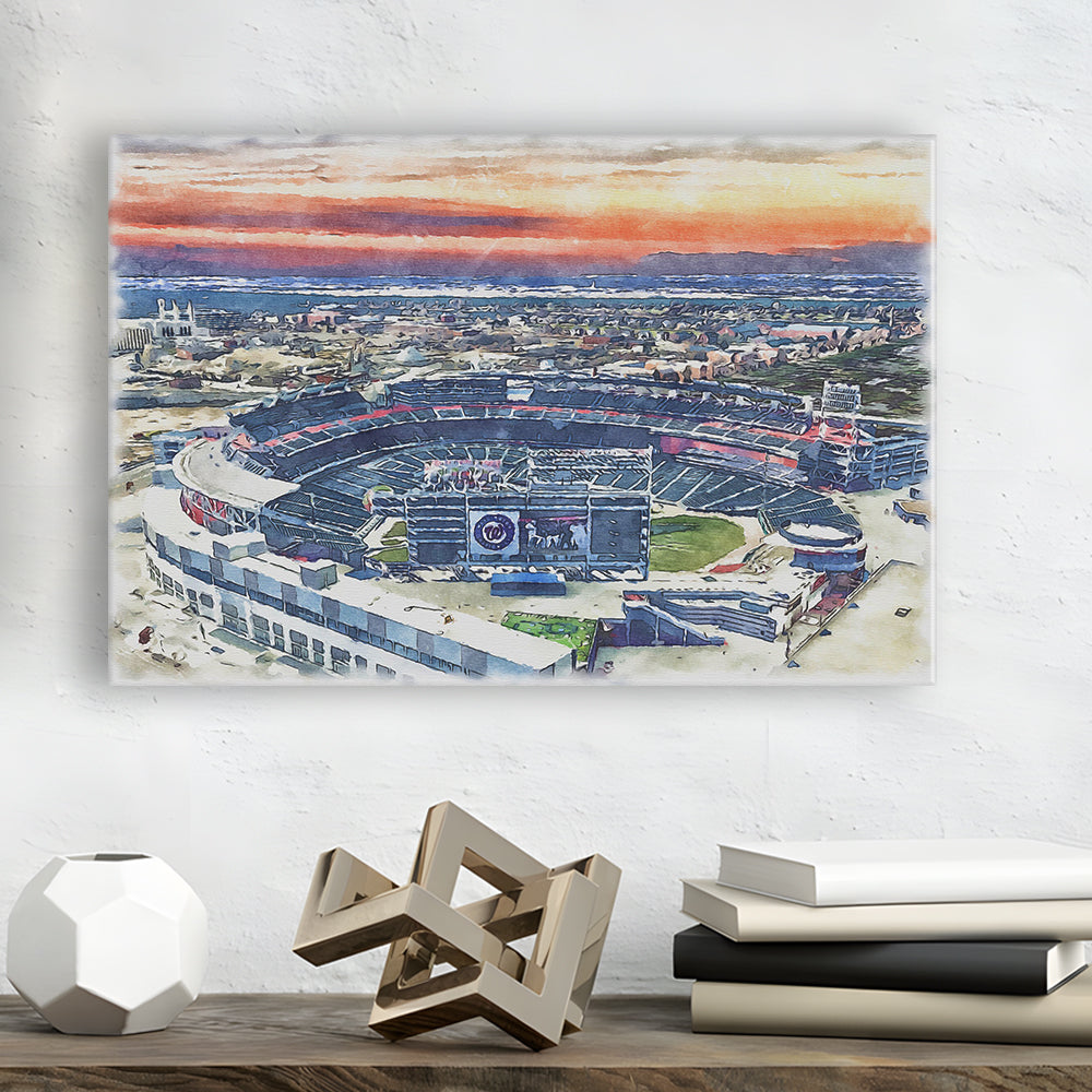 Nationals Park WaterColor, Washington, DC Baseball Watercolor, Sport Art, Gifts for him, Canvas Print Wall Art