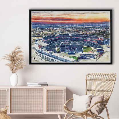 Nationals Park WaterColor, Washington, DC Baseball Watercolor, Sport Gift Art, Framed Canvas Print Wall Art