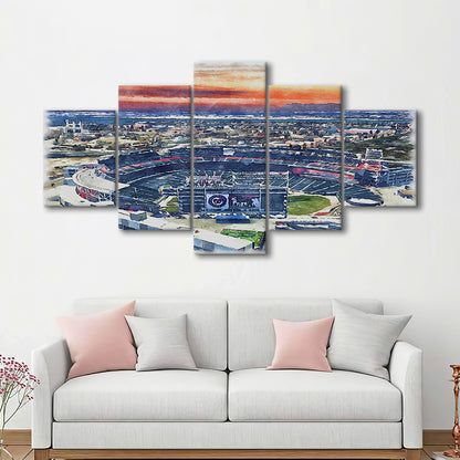 Nationals Park WaterColor, Washington, DC Baseball Watercolor, Sport Art, Mixed 5 Panel, Canvas Print Wall Art