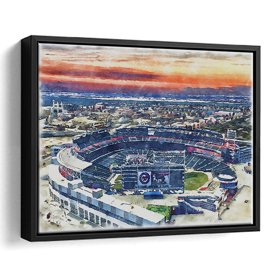 Nationals Park WaterColor, Washington, DC Baseball Watercolor, Sport Gift Art, Framed Canvas Print Wall Art