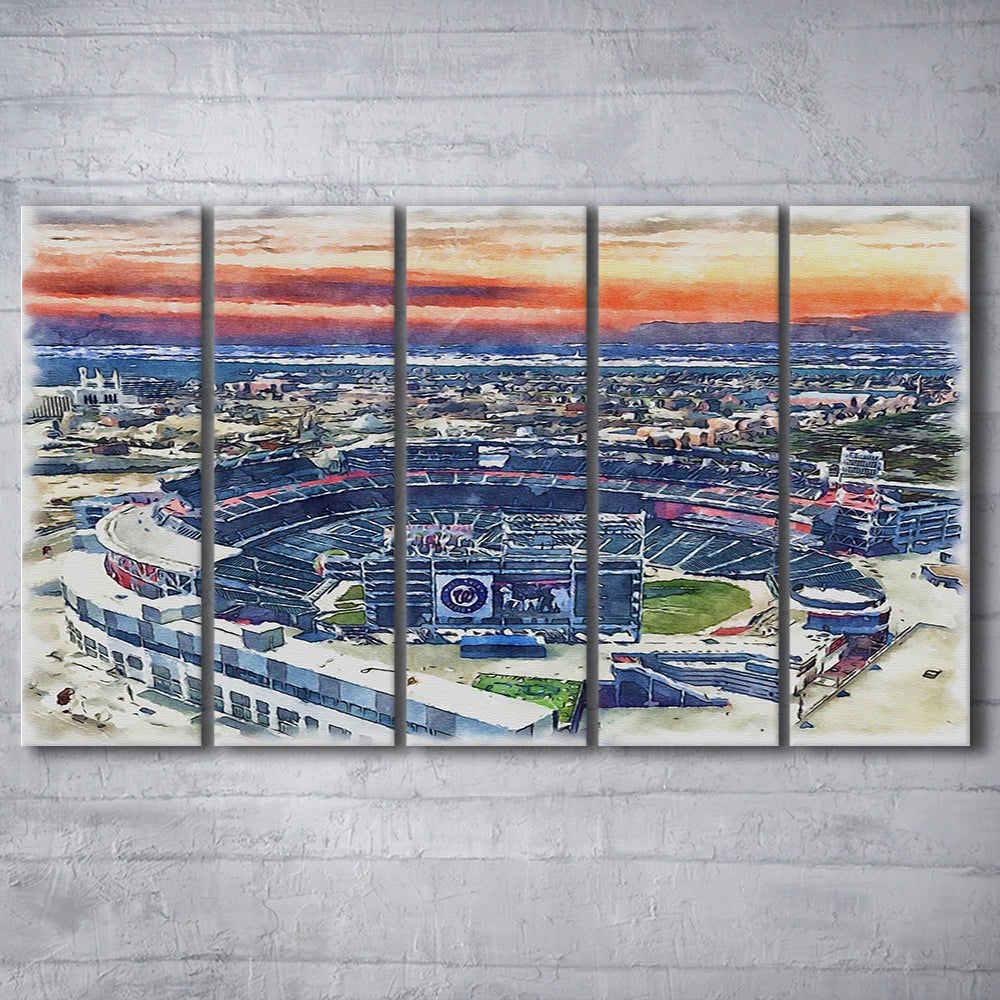 Nationals Park WaterColor, Washington, DC Baseball Watercolor, Sport Art, Extra Large Canvas Print Wall Art