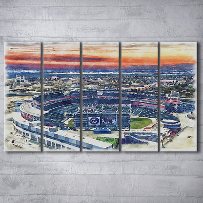 Nationals Park WaterColor, Washington, DC Baseball Watercolor, Sport Art, Extra Large Canvas Print Wall Art