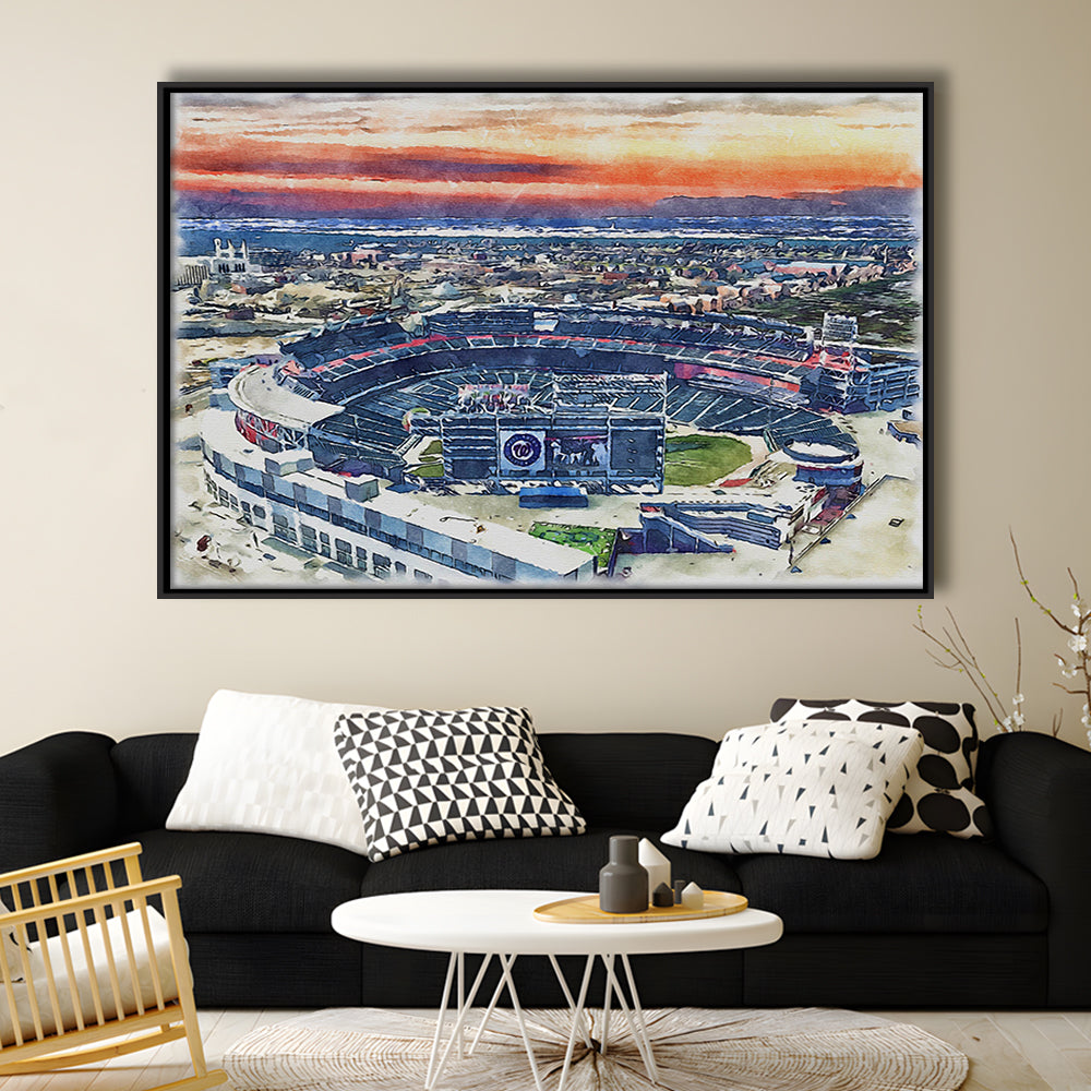 Nationals Park WaterColor, Washington, DC Baseball Watercolor, Sport Gift Art, Framed Canvas Print Wall Art