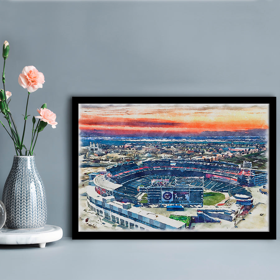 Nationals Park WaterColor, Washington, DC Baseball Watercolor, Sport Gift Art, Framed Art Print Wall Decor