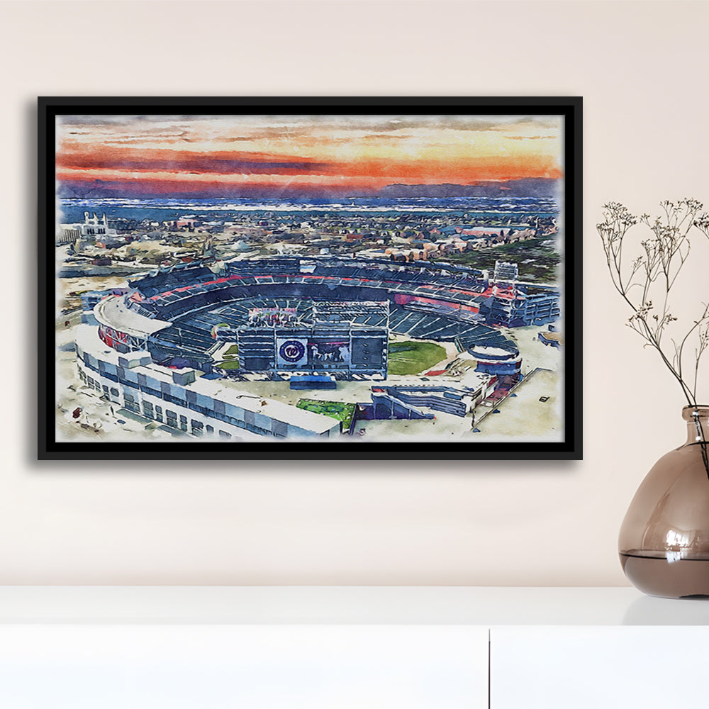 Nationals Park WaterColor, Washington, DC Baseball Watercolor, Sport Gift Art, Framed Canvas Print Wall Art