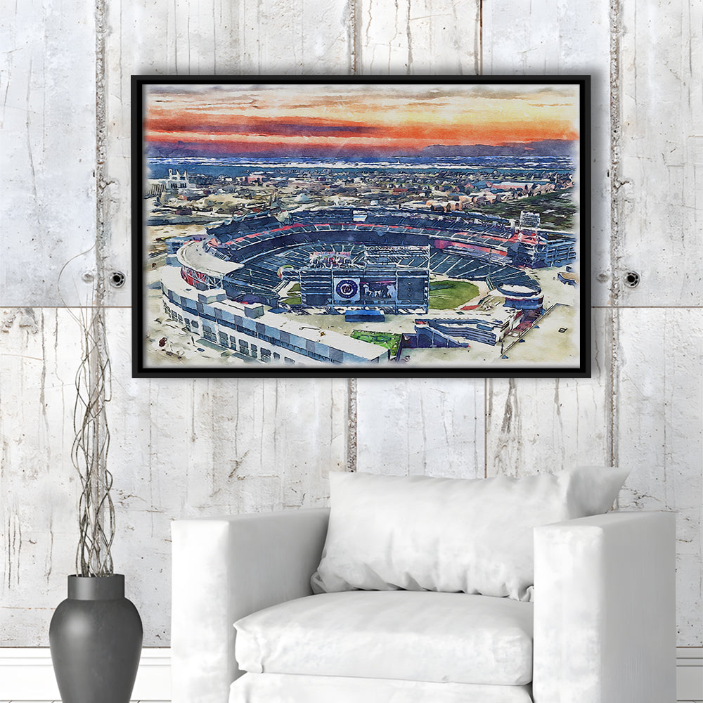 Nationals Park WaterColor, Washington, DC Baseball Watercolor, Sport Gift Art, Framed Canvas Print Wall Art