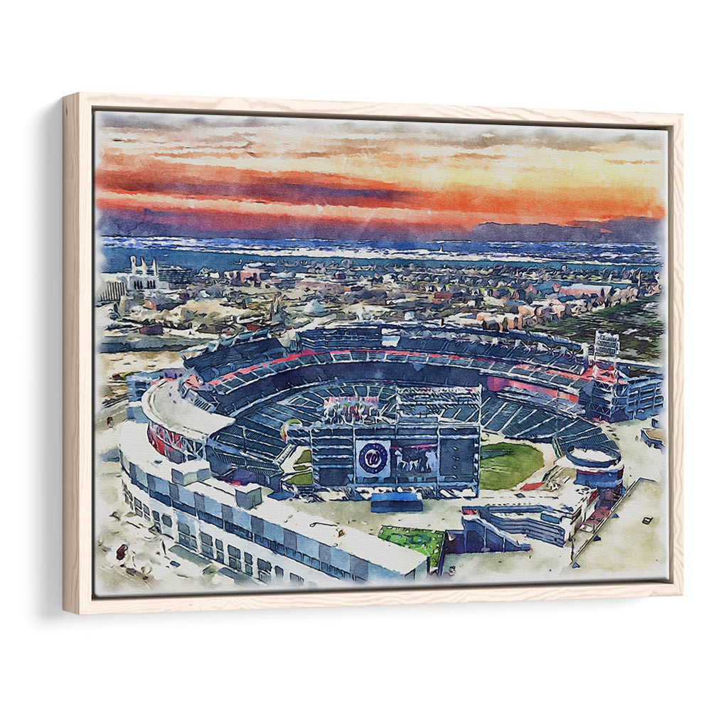 Nationals Park WaterColor, Washington, DC Baseball Watercolor, Sport Gift Art, Framed Canvas Print Wall Art