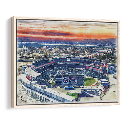 Nationals Park WaterColor, Washington, DC Baseball Watercolor, Sport Gift Art, Framed Canvas Print Wall Art