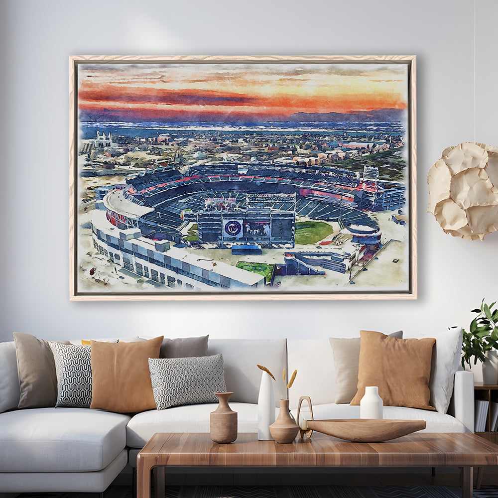 Nationals Park WaterColor, Washington, DC Baseball Watercolor, Sport Gift Art, Framed Canvas Print Wall Art