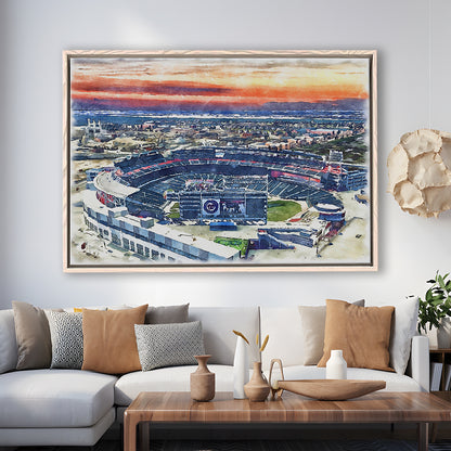 Nationals Park WaterColor, Washington, DC Baseball Watercolor, Sport Gift Art, Framed Canvas Print Wall Art