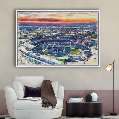 Nationals Park WaterColor, Washington, DC Baseball Watercolor, Sport Gift Art, Framed Canvas Print Wall Art