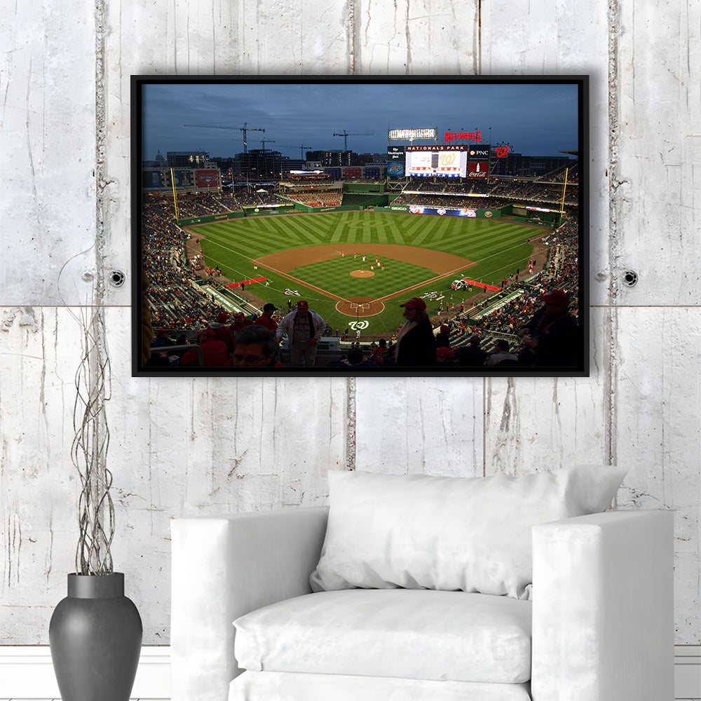 Nationals Park at Night, Stadium Canvas, Sport Art, Framed Canvas Print Wall Art, Floating Frame