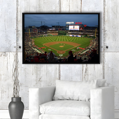 Nationals Park at Night, Stadium Canvas, Sport Art, Framed Canvas Print Wall Art, Floating Frame