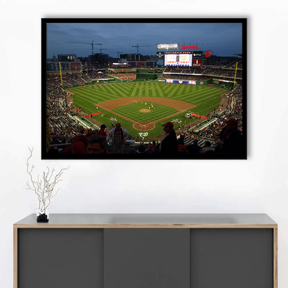 Nationals Park at Night, Stadium Canvas, Sport Art, Gift for him, Framed Art Print Wall Decor, Picture Framed