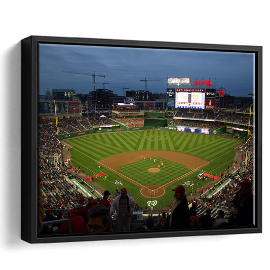 Nationals Park at Night, Stadium Canvas, Sport Art, Framed Canvas Print Wall Art, Floating Frame