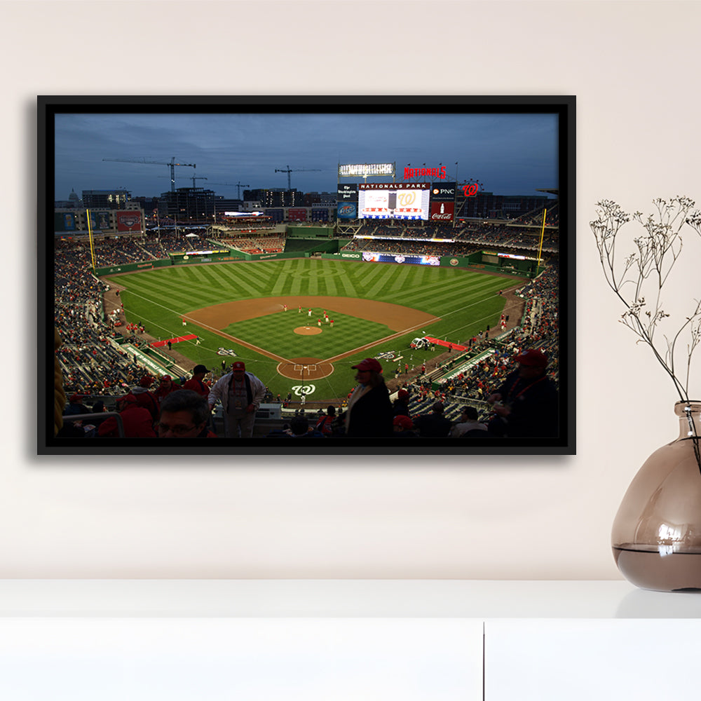 Nationals Park at Night, Stadium Canvas, Sport Art, Framed Canvas Print Wall Art, Floating Frame