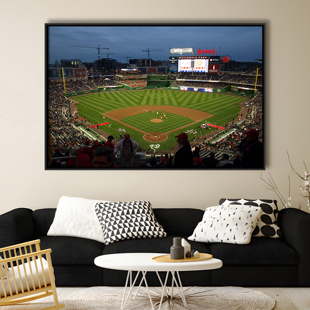 Nationals Park at Night, Stadium Canvas, Sport Art, Framed Canvas Print Wall Art, Floating Frame