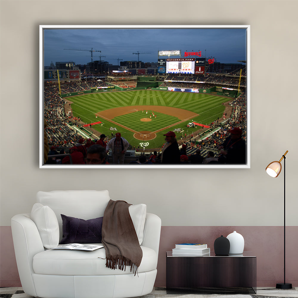 Nationals Park at Night, Stadium Canvas, Sport Art, Framed Canvas Print Wall Art, Floating Frame