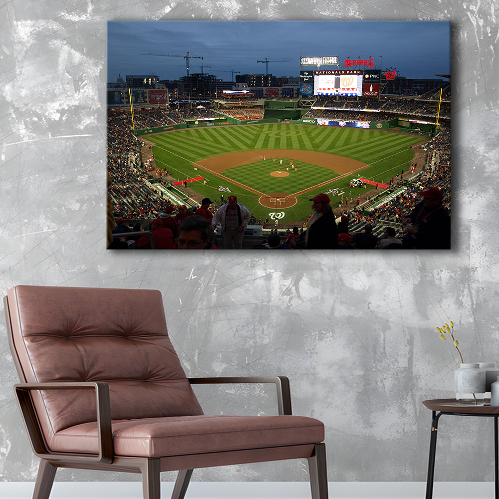 Nationals Park at Night, Stadium Canvas, Sport Art, Gift for him, Man Cave Decor, Art Print, Canvas Print Wall Art