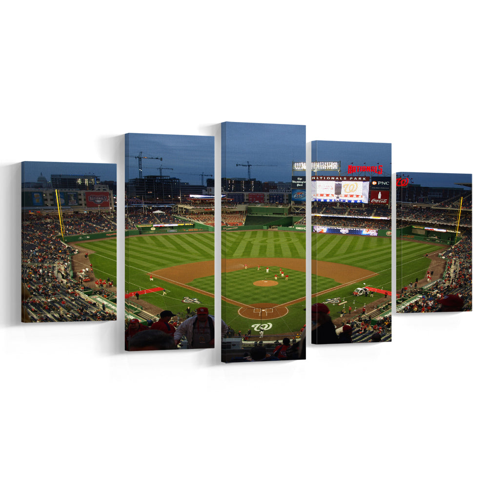 Nationals Park at Night, Stadium Canvas, Sport Art, Gift for him, 5 Panel, Large Canvas, Canvas Print Wall Art