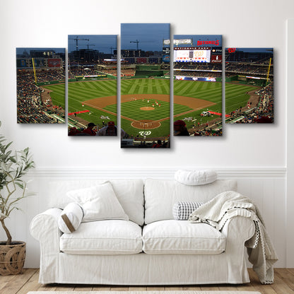 Nationals Park at Night, Stadium Canvas, Sport Art, Gift for him, 5 Panel, Large Canvas, Canvas Print Wall Art