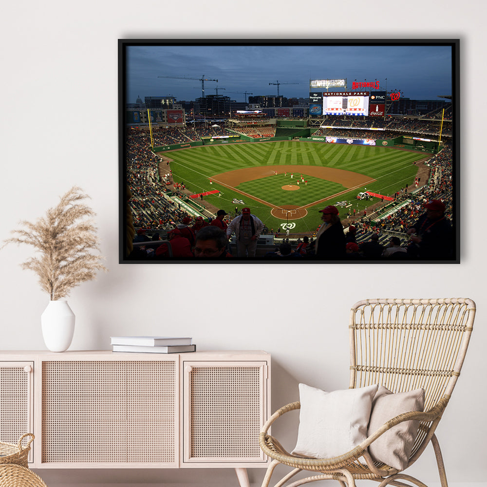 Nationals Park at Night, Stadium Canvas, Sport Art, Framed Canvas Print Wall Art, Floating Frame