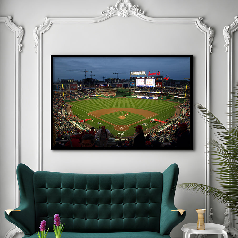 Nationals Park at Night, Stadium Canvas, Sport Art, Gift for him, Framed Art Print Wall Decor, Picture Framed