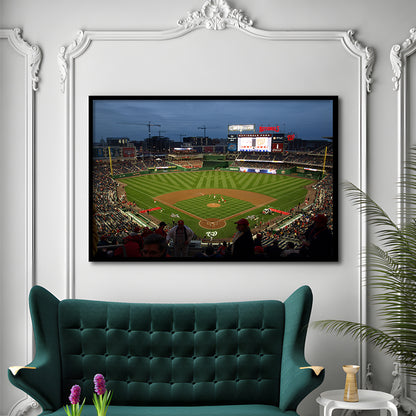 Nationals Park at Night, Stadium Canvas, Sport Art, Gift for him, Framed Art Print Wall Decor, Picture Framed