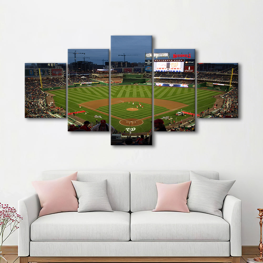 Nationals Park at Night, Stadium Canvas, Sport Art, Gift for him, 5 Panel, Large Canvas, Canvas Print Wall Art