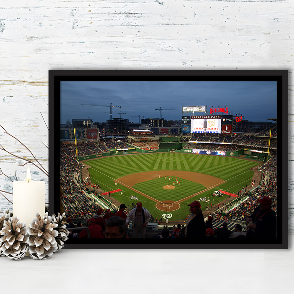 Nationals Park at Night, Stadium Canvas, Sport Art, Framed Canvas Print Wall Art, Floating Frame