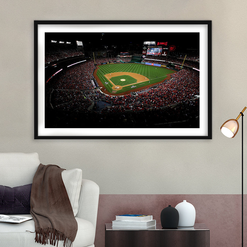 Nationals Park in Washington, Stadium Canvas, Sport Art, Gift for him, White Border Framed Art Print Wall Decor
