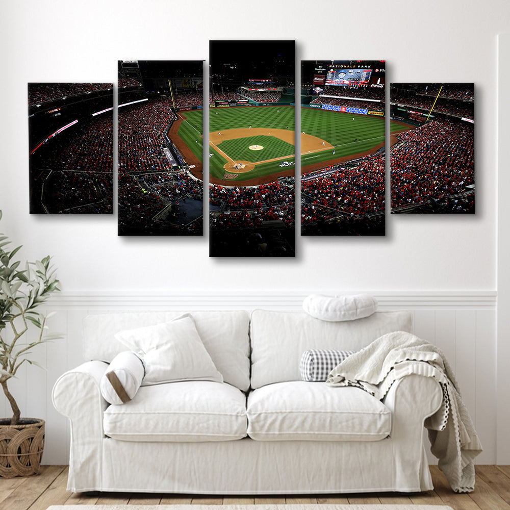 Nationals Park in Washington, Stadium Canvas, Sport Art, Gift for him, 5 Panel, Large Canvas, Canvas Print Wall Art